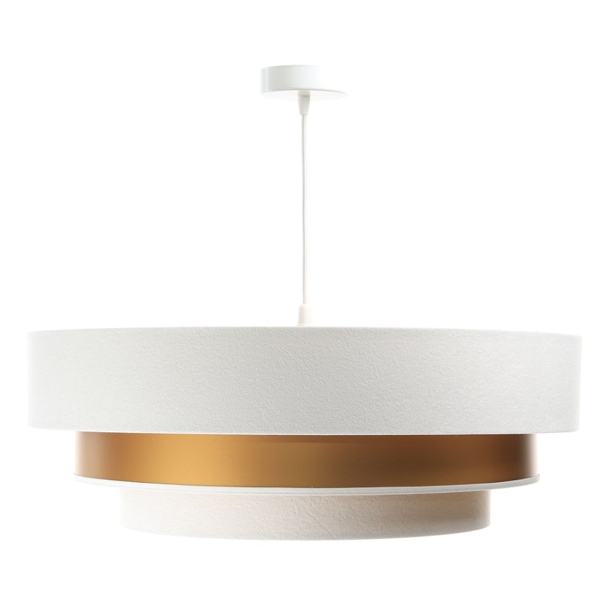 Lámpara colgante con cable TRINITI 1xE27/60W/230V blanco/dorado