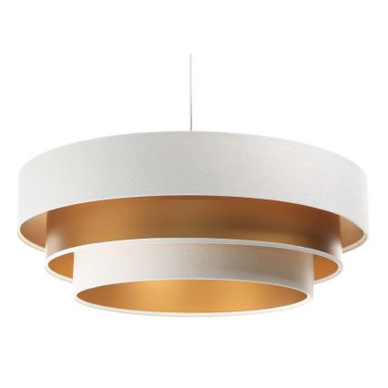 Lámpara colgante con cable TRINITI 1xE27/60W/230V blanco/dorado