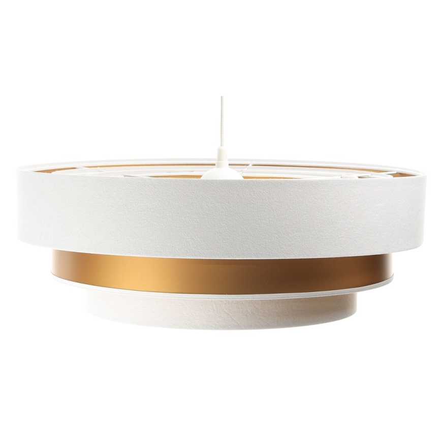 Lámpara colgante con cable TRINITI 1xE27/60W/230V blanco/dorado