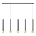 Lámpara colgante TUBA 5xE27/15W/230V gris