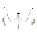 Lámpara colgante TUBE 5xE27/15W/230V araña negro/cromo brillante