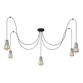 Lámpara colgante TUBE LONG 5xE27/15W/230V negro/cromo brillante
