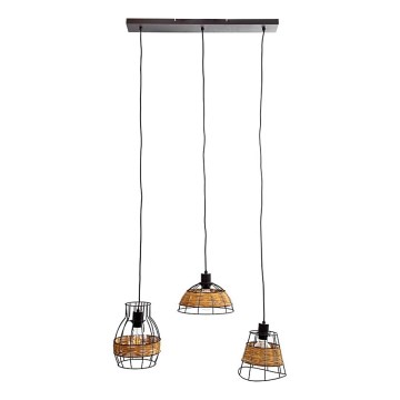 Lámpara colgante TUNIS 4xE27/40W/230V negro/marrón