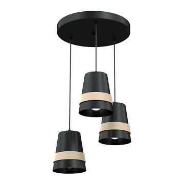 Lámpara colgante VENEZIA 3xE27/60W/230V negra
