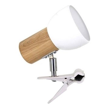 Lámpara con pinza SVENDA 1xE27/60W/230V roble/blanco