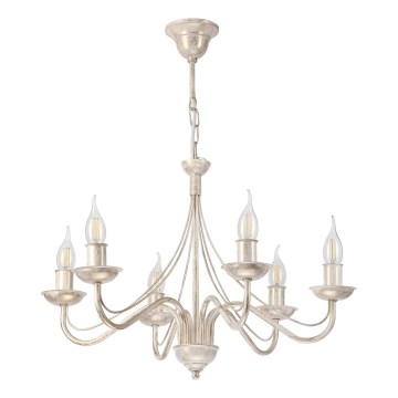Lámpara de araña ANTON con cadena 6xE14/60W/230V, blanco patinado
