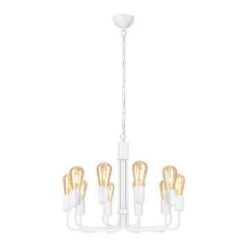Lámpara de araña con cadena 10xE27/60W/230V blanca