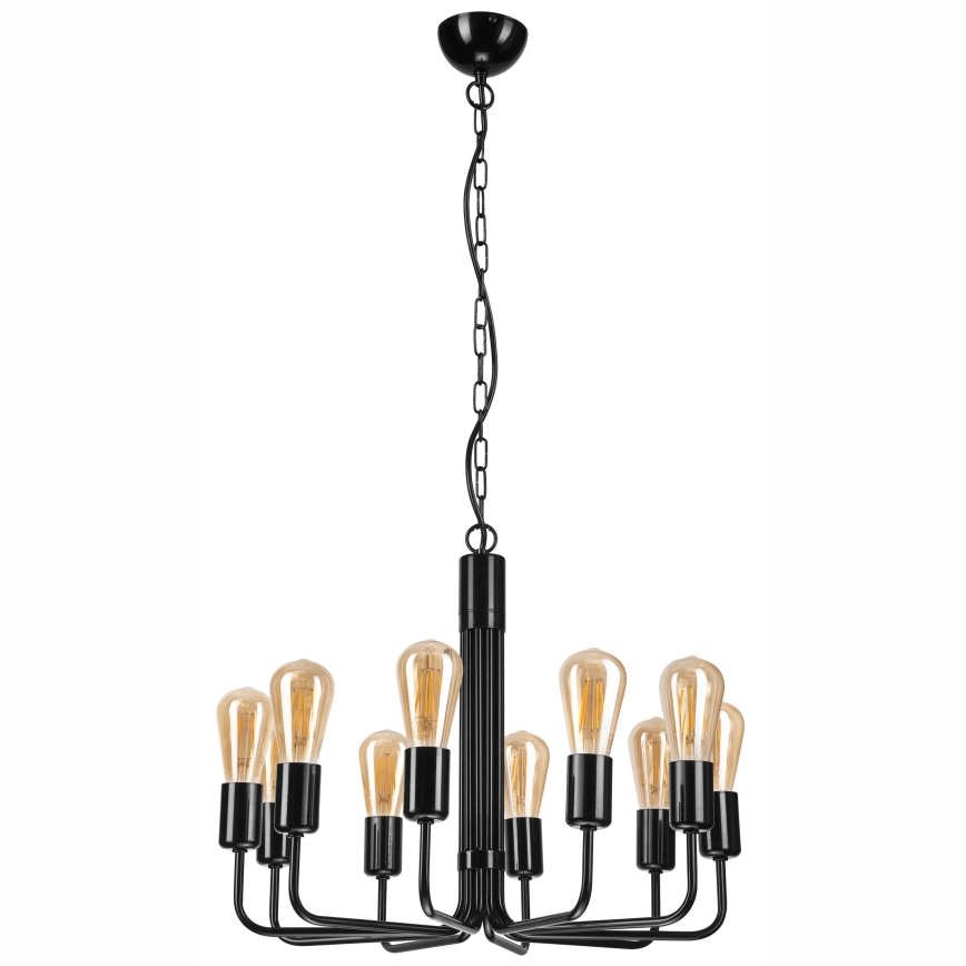 Lámpara de araña con cadena 10xE27/60W/230V negra