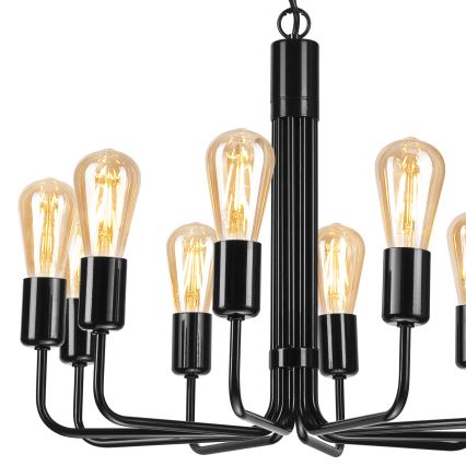 Lámpara de araña con cadena 10xE27/60W/230V negra