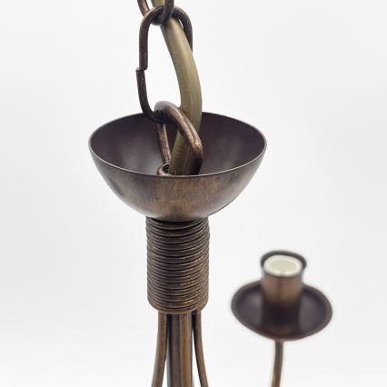 Lámpara de araña con cadena ANTON 5xE14/15W/230V, acabado en bronce