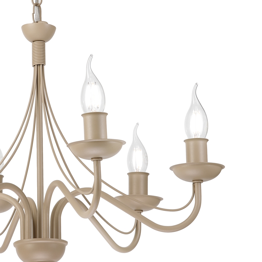Lámpara de araña con cadena ANTON 6xE14/60W/230V beige