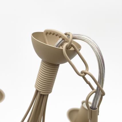 Lámpara de araña con cadena ANTON 6xE14/60W/230V beige