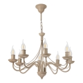 Lámpara de araña con cadena ANTON 8xE14/60W/230V beige