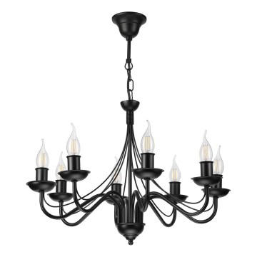 Lámpara de araña con cadena ANTON 8xE14/60W/230V negra