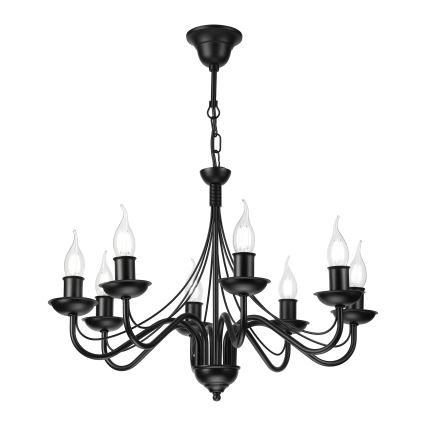 Lámpara de araña con cadena ANTON 8xE14/60W/230V negra