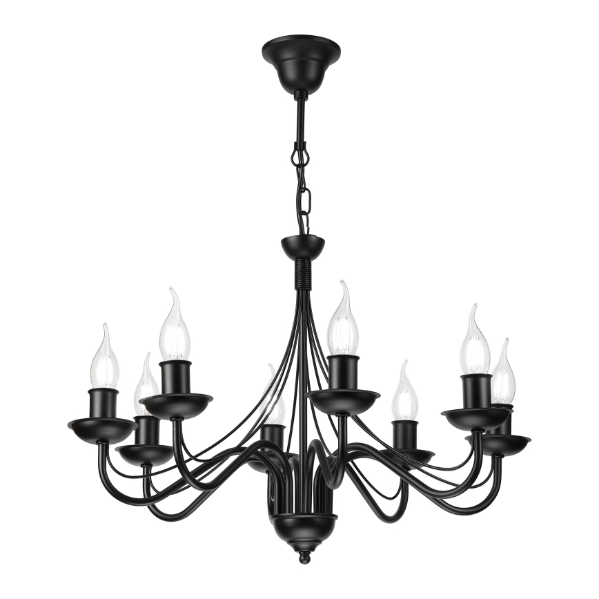 Lámpara de araña con cadena ANTON 8xE14/60W/230V negra