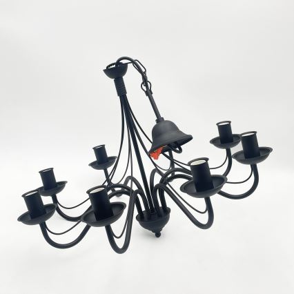 Lámpara de araña con cadena ANTON 8xE14/60W/230V negra