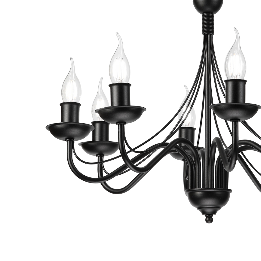Lámpara de araña con cadena ANTON 8xE14/60W/230V negra