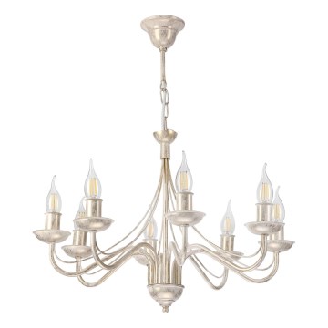 Lámpara de araña con cadena ANTON 8xE14/60W/230V pátina blanca