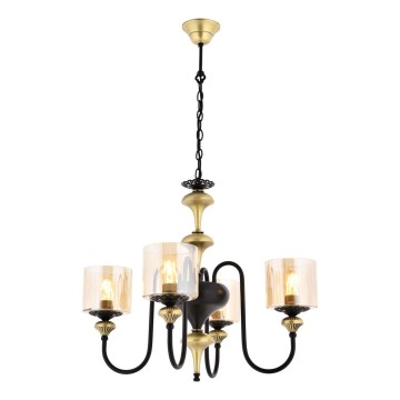 Lámpara de araña con cadena BUSAN 4xE27/40W/230V, acabado dorado