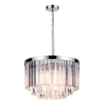 Lámpara de araña con cadena VETRO 5xE14/60W/230V cromo brillante