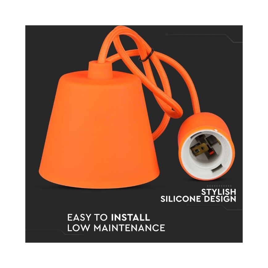 Lámpara de araña de cable 1xE27/60W/230V naranja