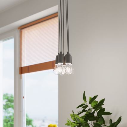 Lámpara de araña de cable DIEGO 1xE27/60W/230V gris
