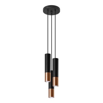 Lámpara de araña de cable LOOPEZ 3xGU10/40W/230V redonda negro/cobre
