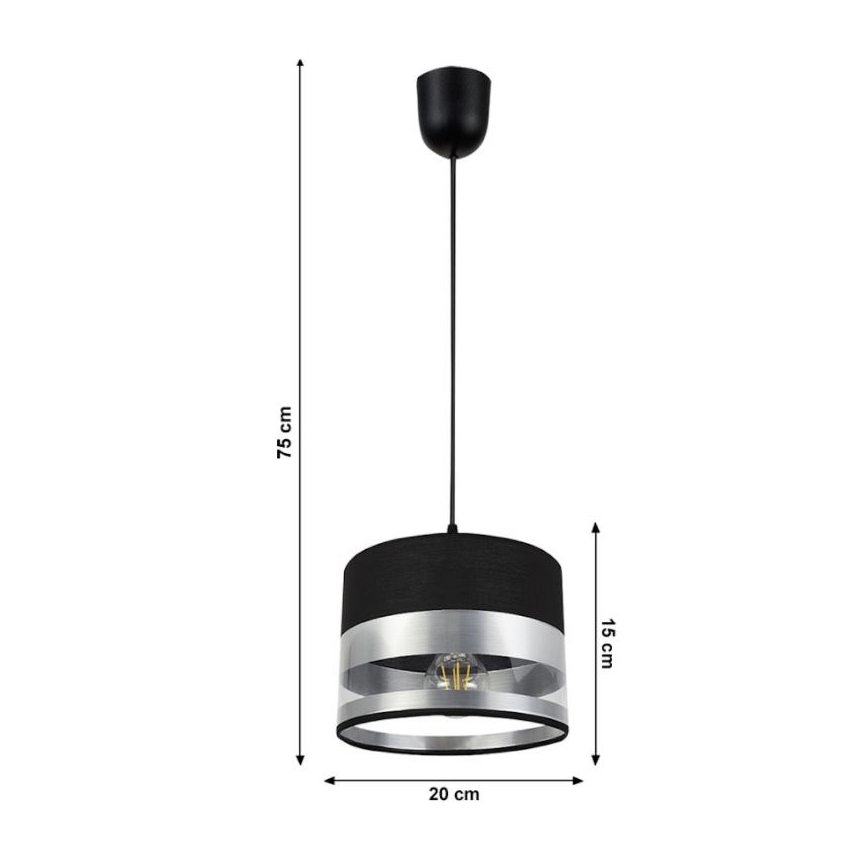 Lámpara de araña de cable MILO 1xE27/60W/230V plateado/negro