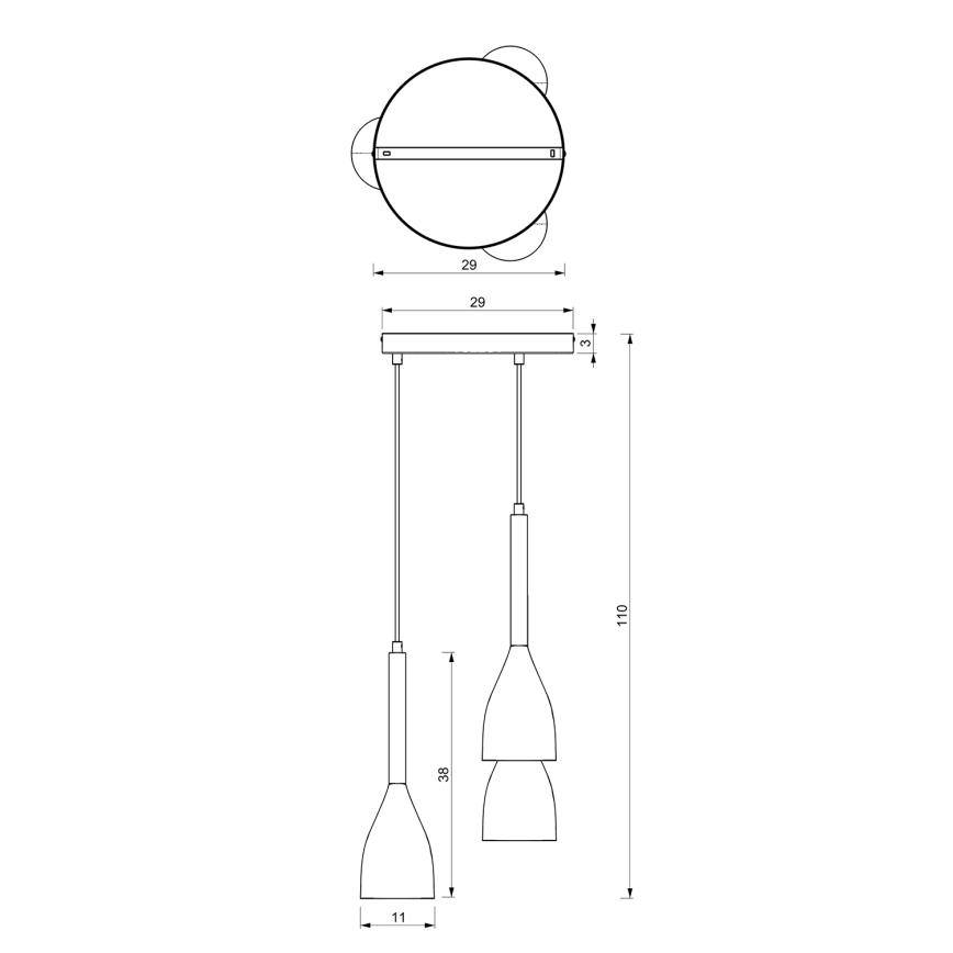 Lámpara de araña de cable MUZA 3xE27/60W/230V redonda