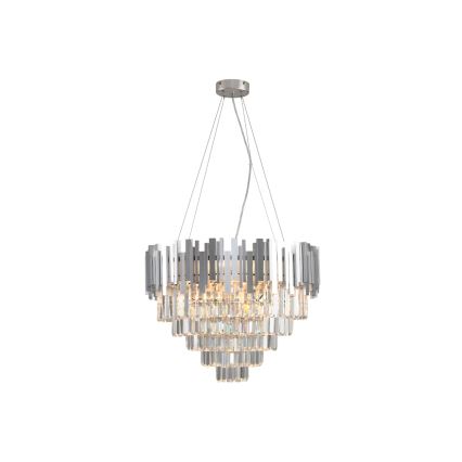 Lámpara de araña de cristal con cable PLAZA 9xE14/40W/230V, diámetro 60 cm, plateada