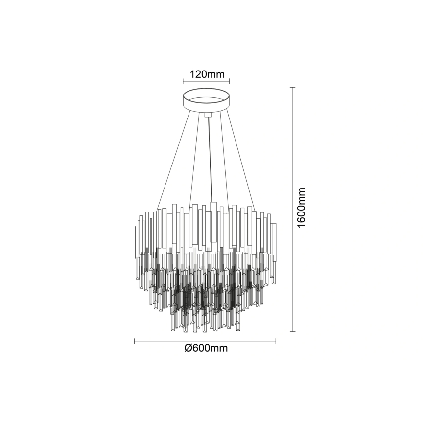 Lámpara de araña de cristal con cable PLAZA 9xE14/40W/230V, diámetro 60 cm, plateada