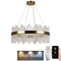 Lámpara de araña de cristal LED regulable en una cadena LED/110W/230V 3000-6500K dorado + mando a distancia