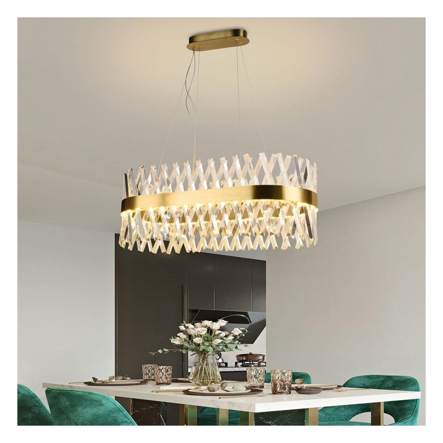 Lámpara de araña de cristal LED regulable en cadena LED/90W/230V + mando a distancia
