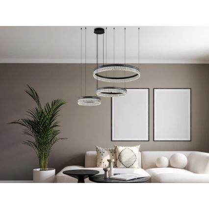 Lámpara colgante de cristal LED regulable THALIA LED/120W/230V 3000-6000K + control remoto