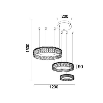 Lámpara colgante de cristal LED regulable THALIA LED/120W/230V 3000-6000K + control remoto