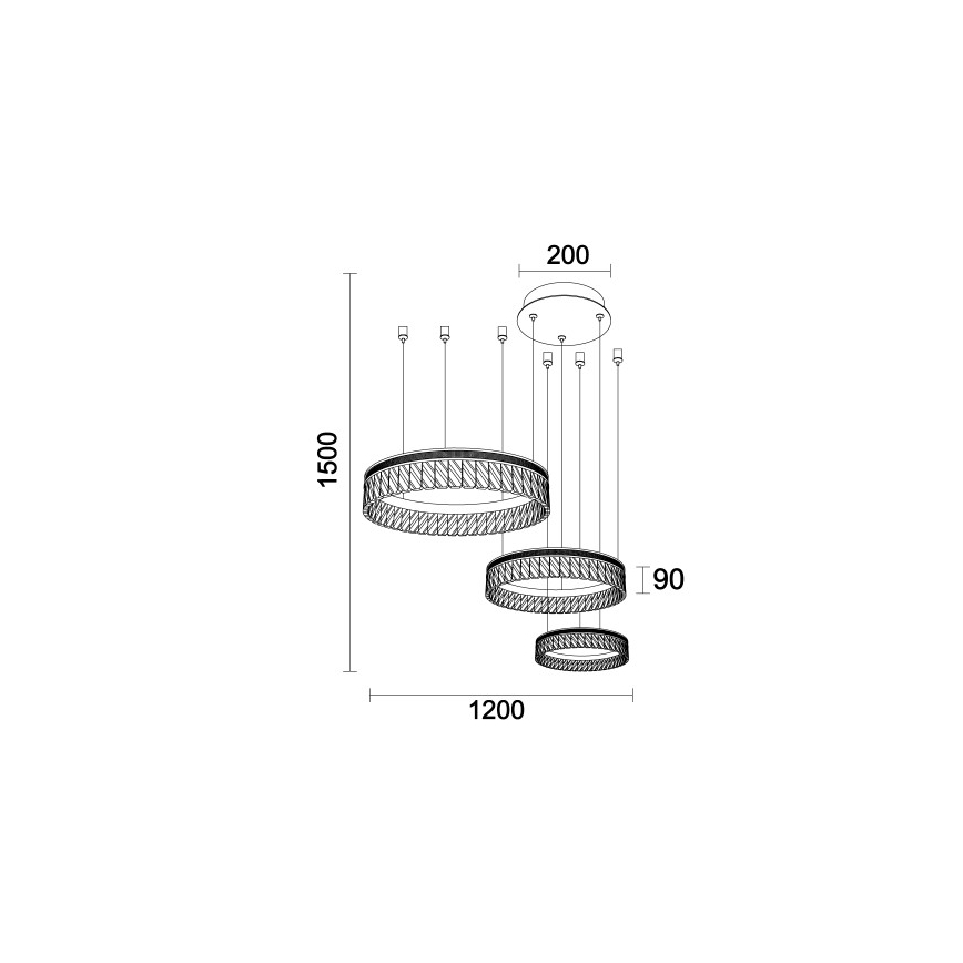 Lámpara colgante de cristal LED regulable THALIA LED/120W/230V 3000-6000K + control remoto