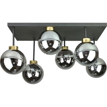 Lámpara de araña empotrada DEA 6xE14/60W/230V negro/oro/negro ahumado