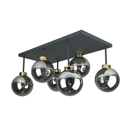 Lámpara de araña empotrada DEA 6xE14/60W/230V negro/oro/negro ahumado