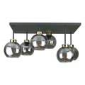 Lámpara de araña empotrada NESSA 6xE27/60W/230V negro/oro/negro ahumado