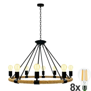Lámpara de araña LED con cadena ROPE ARTHUR 8xE27/6W/230V