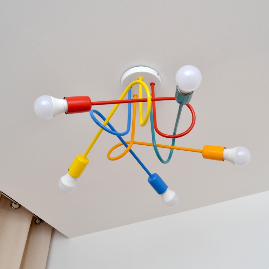 Lámpara de araña LED infantil OXFORD 5xE27/15W/230V