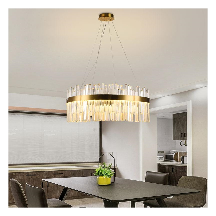 Lámpara de araña de cristal LED regulable en una cadena LED/110W/230V 3000-6500K dorado + control remoto