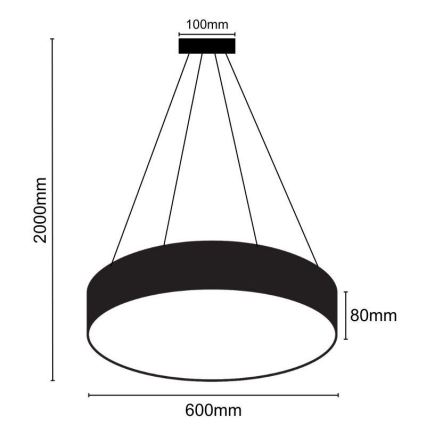 Lámpara de araña LED regulable LED/50W/230V 3000-6500K negro + control remoto