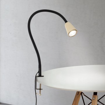 Lámpara de escritorio flexible con pinza DOTTY 1xGU10/10W/230V beige/negro
