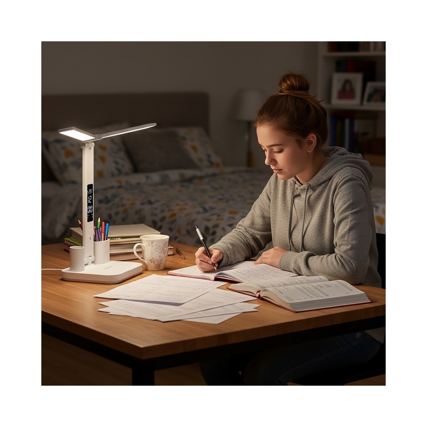 Lámpara de mesa recargable LED regulable NOBLITE P LED/5W/5V 3000/4000/6000K 2200 mAh blanca