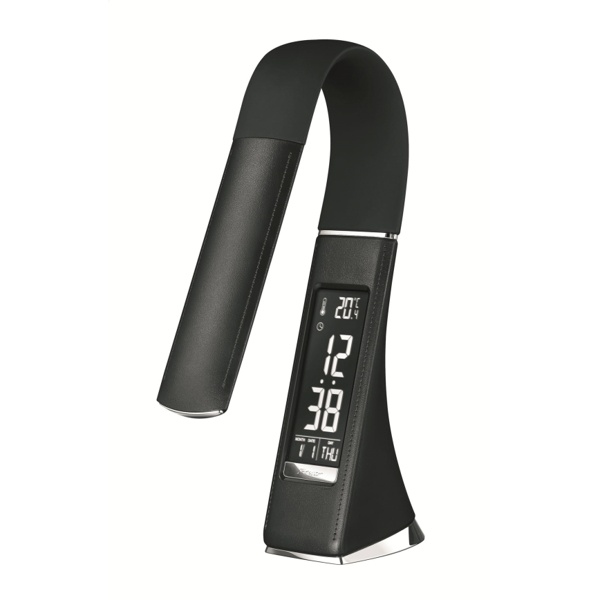 Lámpara de sobremesa LED táctil regulable con pantalla LED/7W/5V, negra
