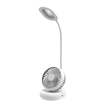 Lámpara de escritorio LED regulable con ventilador LED/2W/5V 6000-8000K 2000 mAh