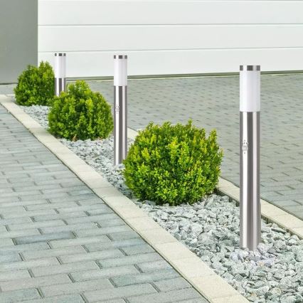 Lámpara de exterior con sensor 1xE27/60W/230V IP44 80cm cromo mate
