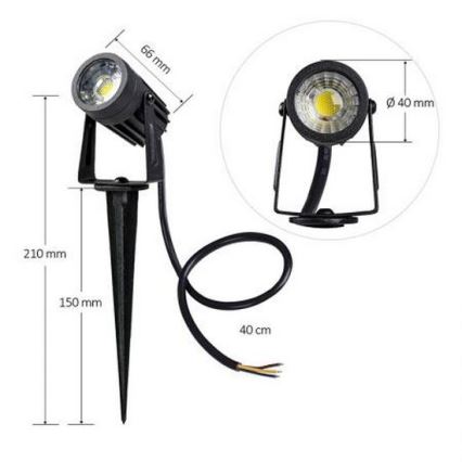 Lámpara de exterior LED LED/3W/230V 4000K IP67 negro